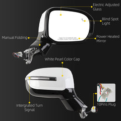 Passenger Side Mirror Compatible With 2020-2026 Kia Telluride Power Heated Glass Blind Spot Turn Signal Electric Folding Right Door Mirror Replace# 87620-S9020 KI1321241 Wihte(10Pins)