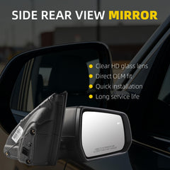 Side Rear View Mirror Compatible With 2017-2019 GMC Acadia Power Glass Bind Spot Heated Door Mirrors ViewMirror Right Passenger Side Replace# GM1321616 84293666 84293666-PFM(11 Pins)