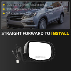 Side Rear View Mirror Compatible with 2016-2022 Honda Pilot Power Heated ABS Housing Door Rearview Mirror Passenger Right 76200TG7C01ZC 76200-TG7-C01ZC HO1321312(5pin)