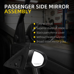 Right Passenger Side View Mirror Compatible with Mazda 3 2010 2011 2012 2013 Door Mirror with Power Adjustment and Manual Folding Black Outside Mirror Replace# MA1321162 BBM26912ZL(3pins)