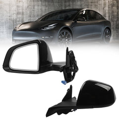 Side Rear View Mirror Compatible with 2020-2024 Tesla Model Y Anti-Glare Glass with Mirror Memory Power Heated Left Driver Side Power Folding #1594111-98-A 159411198A (13pin Black)