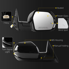 Side Mirror For 2022-2026 Toyota Tundra Right Passenger Side 7 Pin | Power Glass Blind Spot Heated Door Mirrors ViewMirror Assembly Replace# 879100C661