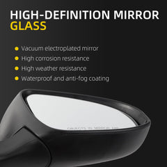 Passenger Side Mirror White Compatible with Toyota Camry 2015 2016 2017 Heated Manual Folding Power Glass Right Door Mirror Replaces#TO1321363(5PINS)