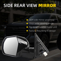 Side Mirror For 2022-2026 Toyota Tundra Left Driver Side 7 Pin | Power Glass Blind Spot Heated Door Mirrors ViewMirror Assembly Replace# 879400C661