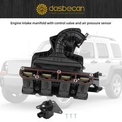 Dasbecan Engine Intake Manifold with Flow Control Valve Air Pressure Sensor Compatible with Jeep patriot compass Dodge Caliber Avenger Journey Replace# 4884495AC 4884495AD 4884495AE 4884495AF 911-902