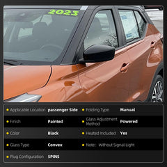 Dasbecan Side Mirror Compatible with Nissan Kicks 2018-2023 Black 5Pins