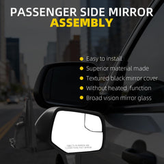 Right Passenger Side Mirror Compatible with 2008-2012 Ford Escape with Power Glass, Blind Spot Glass, Non-Heated, Manual Folding, Black Texture Cap Replace#FO1321291 AL8Z17682AA (3Pins)