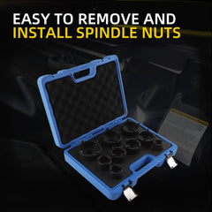 Dasbecan 9PCS Spindle Nut Socket KM04-KM12 1/2" Drive Axle Locknut Tool