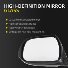 Left Driver Side Mirror Compatible with Toyota Highlander 2008-2013 Power Glass Manual Folding Non-Heated Replaces 8794048291 TO1320245 White 3Pins