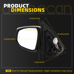 Driver Side Mirror Compatible with 2016-2023 Toyota Tacoma White Left Door Mirror w/Power Heated Glass/Blind Spot Light/Turn Signal Feature Replace# 8794004250 (8pins)