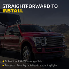 Dasbecan Right LED Tow Mirror Turn Signal Lamp w/DRL Compatible with Ford