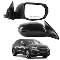 Passenger Side Mirror Compatible with 2017-2022 Honda HRV EX EXL with Power Heated Glass, Manual Folding, Turn Signal Replace# HO1321286 (6Pins) Modern Steel Metallic, Grey Cap