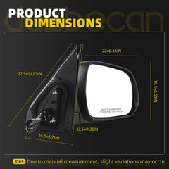 Passenger Side Mirror Compatible with 2012-2015 Toyota Tacoma 5pin White Right Mirror with Turn Signal Light/ Power Adjustable Glass/ Manual Folding Replace TO1321283/ 8791004190