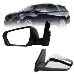 Driver Side Mirror Compatible With 2018-2023 Chevy Equinox GMC Terrain with Power Heated Glass/Manual Folding/Memory/Blind Spot Light/Turn Signal Replace# GM1320618 Chrome Paint Cover (12pin)