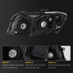 Left+Right Headlight Assembly Compatible with 2004-2007 Toyota Highlander Front Head Lights w/o Halogen Blubs Chrome Housing Replace# TO2503151 TO2502151