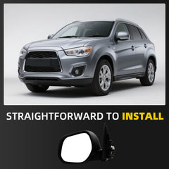 Left Driver Side Mirror Compatible with 11-22 Mitsubishi Outlander Sport, 10-11 Outlander with Power Heated Glass, Manual Folding, Silver Gray Color Replace# MI1320139 7632B434(5Pins)