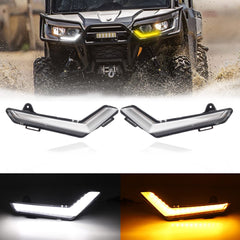 LED Daytime Running Lights Front DRL Turn Signal with Yellow Flashing Lights Compatible With Can Am Defender/MAX 2020+ Commander 2021+ Replaces# 715006896