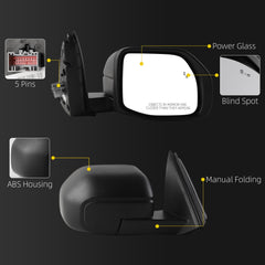 Side Rear View Mirror Compatible with 2021-2025 Ford Bronco Sport Power Glass Blind Spot Manual Folding HD Glass Lens Door Mirror Passenger Right Replace#M1PZ17682B M1PZ17682B-PFM(5pin)