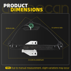Rear Right Window Regulator w/o Motor Compatible with 2015-2020 Audi A3 Rear Passenger Window Lift Regulator Replace# 8V4839462