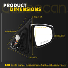 Passenger Side Mirror Compatible with 2016-2023 Toyota Tacoma White Right Door Mirror w/Power Heated Glass/Blind Spot Light/Turn Signal Feature Replace# 8791004250 (8pins)