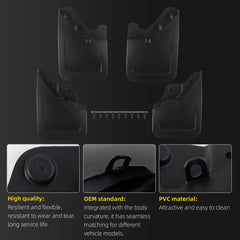 Mud Flaps Splash Guards Compatible with Toyota Tacoma 2024-2026 4PCS Front & Rear No Drilling Pickup Wide Mudguards Kit