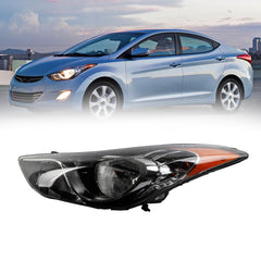 Left Driver Side Headlight Assembly Compatible with 2011 2012 2013 Hyundai Elantra Front Headlamp Replace# 921013Y000 HY2502161
