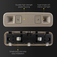 Rear Interior Dome Light Compatible with Chevrolet Silverado/Suburban/Tahoe/Volt GMC Sierra/Yukon Cadillac Escalade Roof Reading Lamp Replaces# 84398398 23155119 23487171 84407747(Beige)