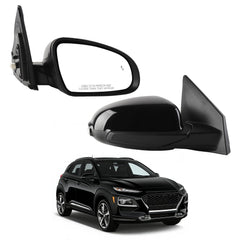 Passenger Side Mirror Compatible With 2018-2023 Hyundai Kona Right Door Mirror w/Power Heated Glass, Manual Folding, Signal Light, Blind Spot Light Replace#87620J9130 (8pins) Black