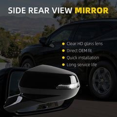 Rear View Mirror Assembly Compatible with Chevy Chevrolet Blazer 2019-2025 Manual Folding Heated Power Glass Turn Signal Light Replace 84539677 Left Driver Side Black(7Pins)