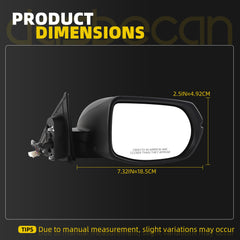 Passenger Side Mirror Compatible with 2017-2022 Honda HRV EX EXL with Power Heated Glass, Manual Folding, Turn Signal Replace# HO1321286 (6Pins) Modern Steel Metallic, Grey Cap