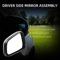 Left Driver Side Mirror Compatible with 2017-2022 Chevy Trax with Power Heated Glass, Manual Folding, White Mirror Cover Replace# GM1320579 42464040 (5Pins)