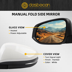 Left Driver Side Mirror Compatible with 2014-2019 Toyota Highlander Heated Power Adjustable Glass Manual Fold Turn Signal Light Painted White 6 PINS Replaces# 87940-0E130 TO1320317
