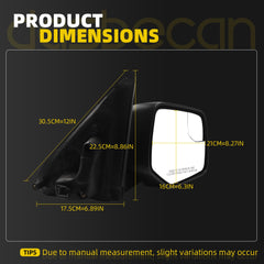 Right Passenger Side Mirror Compatible with 2008-2012 Ford Escape with Power Glass, Blind Spot Glass, Non-Heated, Manual Folding, Black Texture Cap Replace#FO1321291 AL8Z17682AA (3Pins)