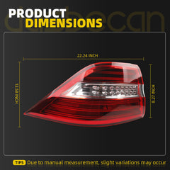 Left Driver Side Tail light Assembly Compatible With 2012-2015 Mercedes Benz ML350 ML550 W166 Replace# 1669063501 MB2804107
