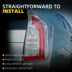 Right Passenegr Side Tail Light Assembly with Bulbs Compatible with 2012-2015 Toyota Prius Rear Lamp Replaces# TO2801189 8155147190 (5pins)