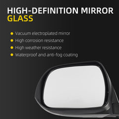 Left Driver Side Mirror Compatible with Toyota Highlander 2008-2013 Power Glass Heated Manual Folding Replaces 8794048303 TO1320246 White 5Pins