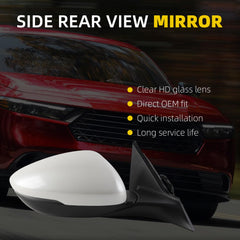 Side Rear View Mirror Compatible with 2023-2026 Honda Accord Power Heated Blind Spot Turn Signal Manual Folding HD Glass White Passenger Right Mirror Assembly Replace#76208-TVA-A31(8pin)