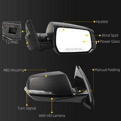 Side Rear View Mirror Compatible with 2018-2019 Chevy/Chevrolet Traverse LT Door Rearview Mirror Power Glass Blind Spot Turn Signal with HD Camera Passenger Right 84498311(12pin) - Dasbecan