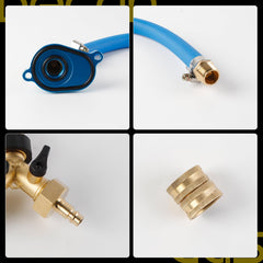 VT365 Oil Cooler Flush Kit With "T" Port and Aluminum Anodize Adapter Compatible with 2003-2010 Ford 6.0L diesel engines OEM VT275