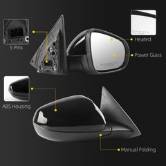 Side Rear View Mirror Compatible With 2024 2025 2026 Chevy/Chevrolet Trax Power Glass Heated Door Mirrors ViewMirror Assembly Right Passenger Side Replace# 42891809 42794437(5 Pins)