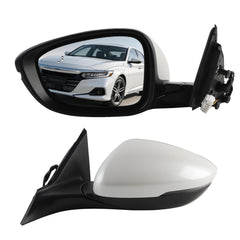 Side Rear View Mirror Compatible with 2023-2026 Honda Accord Power Heated Blind Spot Turn Signal Manual Folding HD Glass White Driver Left Mirror Assembly Replace#76258-TVA-A31(8pin)