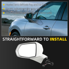Rear View Mirror Assembly Compatible with Chevy Chevrolet Blazer 2019-2025 Manual Folding Heated Power Glass Replace 84698486 Left Driver Side White(5Pins)