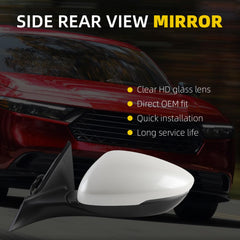 Side Rear View Mirror Compatible with 2023-2026 Honda Accord Power Heated Blind Spot Turn Signal Manual Folding HD Glass White Driver Left Mirror Assembly Replace#76258-TVA-A31(8pin)
