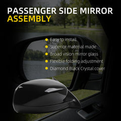 Right Passenger Side Mirror Compatible with 2014-2017 Jeep Cherokee with Power Heated Glass, Manual Folding, Black Mirror Cap Replace#CH1321374 1VF36TZZAD (5Pins)