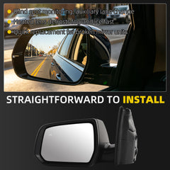 Side Rear View Mirror Compatible With 2017-2019 GMC Acadia Power Glass Bind Spot Heated Door Mirrors ViewMirror Left Driver Side Replace# GM1320616 84293663 84293663-PFM(13 Pins)