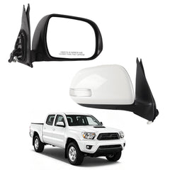 Passenger Side Mirror Compatible with 2012-2015 Toyota Tacoma 5pin White Right Mirror with Turn Signal Light/ Power Adjustable Glass/ Manual Folding Replace TO1321283/ 8791004190