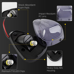 5X LED Cab Roof Marker Amber Clearance Lights, Black Smoke Lens | Compatible with Ford 1999-2016 F150 F250 F350 F450 F550 Super Duty Pickup Trucks SUV Replace# 264142BK