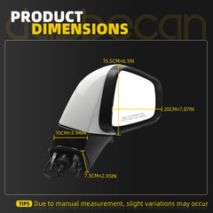 Right Passenger Side Mirror Compatible with 2017-2022 Chevy Trax with Power Heated Glass, Manual Folding, White Mirror Cover Replace# GM1321579 42654477 (5Pins)