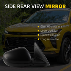 Side Rear View Mirror Compatible With 2024-2026 Chevy Trax Power Glass Bind Spot Heated Shell Trim Assembly Door Mirrors ViewMirror Right Passenger Side Replace# 42891804 42794439(6 Pins)