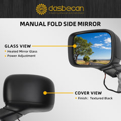 Driver Side Door Mirror Compatible with 2015-2023 Jeep Renegade Heated Manual Fold Power Glass Left Mirror Replaces# 5VZ86LXHAA (5Pins）